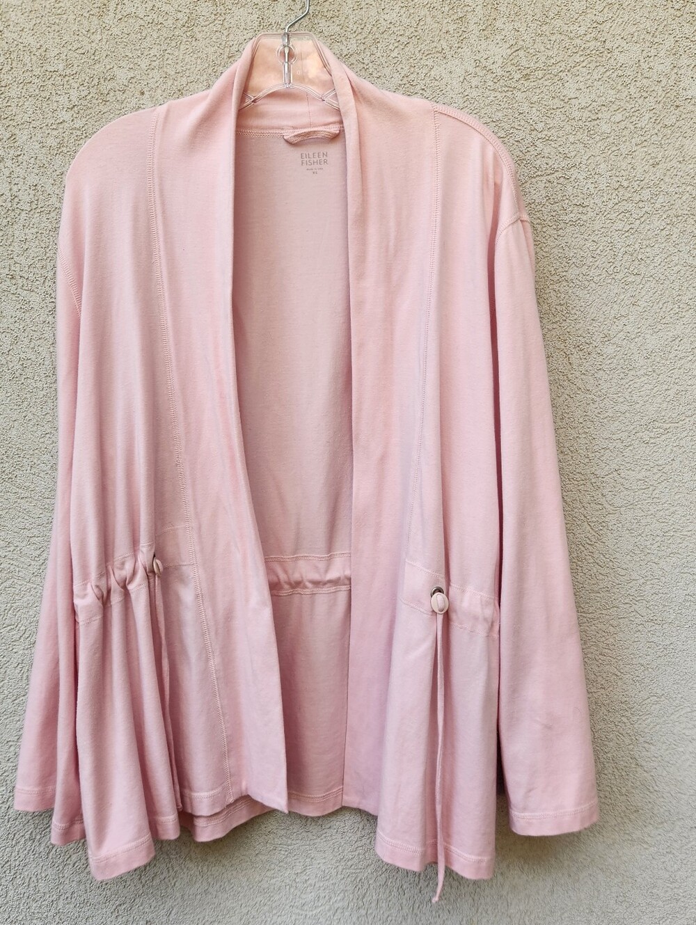 EILEEN FISHER Women's Jacket XL Pink Organic Cotton Made USA Cinched Waist